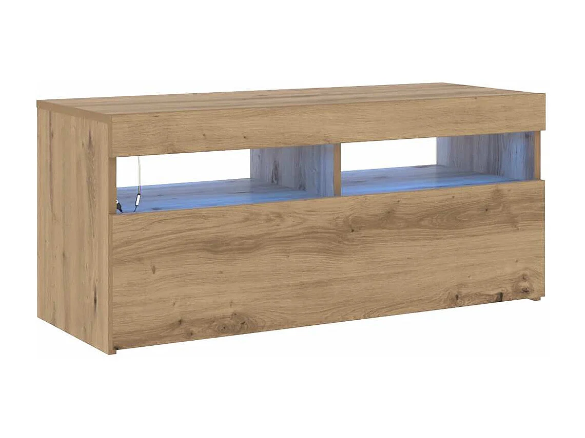 Mueble de TV | Mueble de salón luces LED madera roble artisan 90x35x40 cm