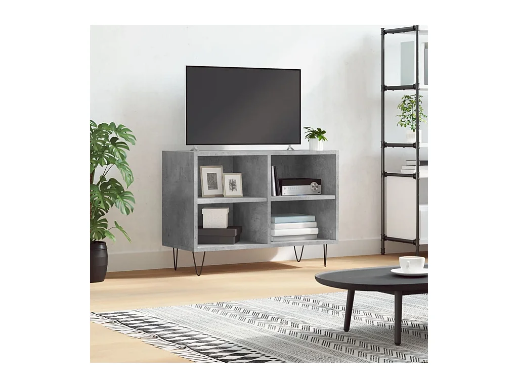 Meuble TV | Banc TV | Armoire TV gris béton 69,5x30x50 cm bois d'ingénierie