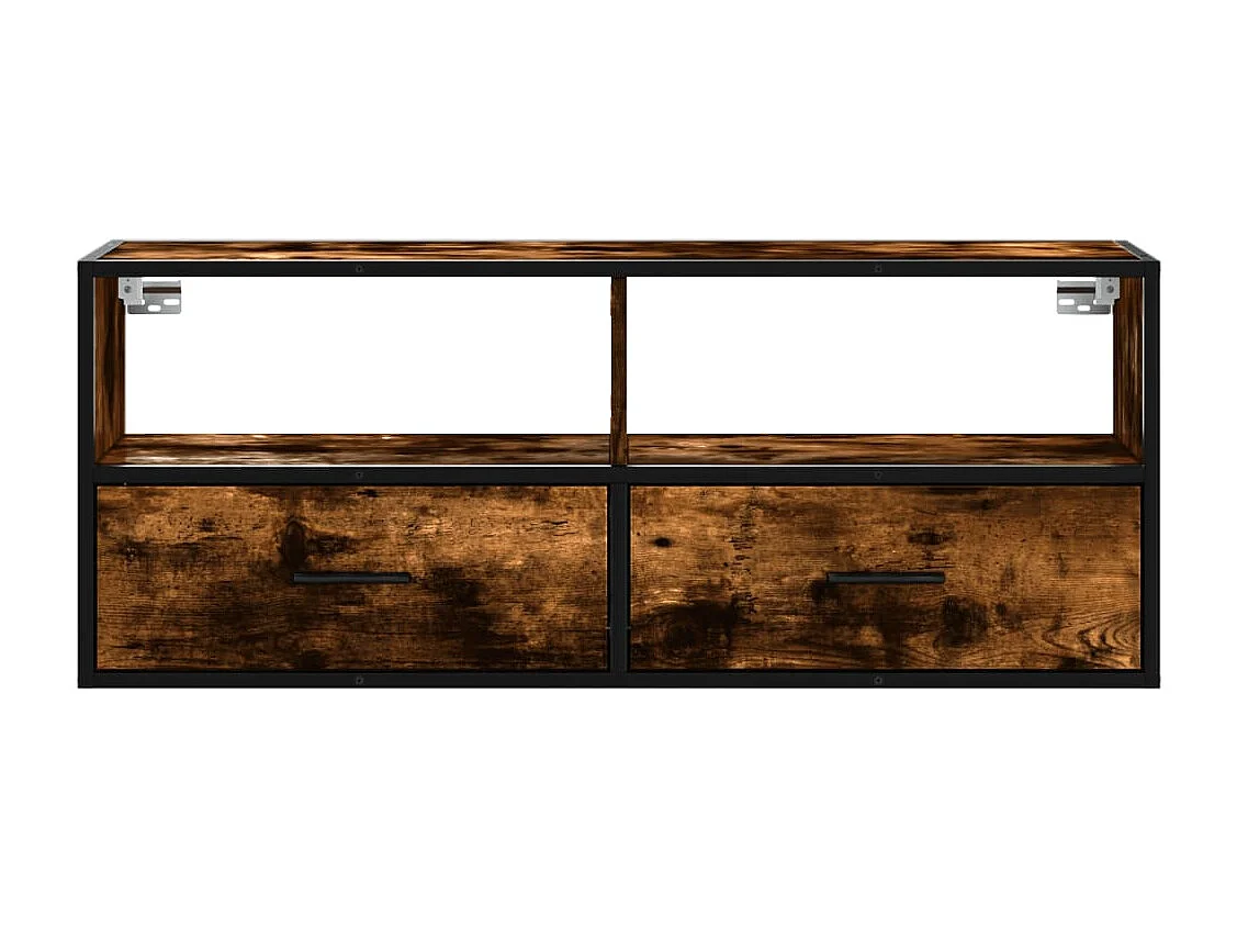 Tv-meubel | Tv-Bank | TV-kast100x31x39,5 cm bewerkt hout metaal gerookt eikenkleur