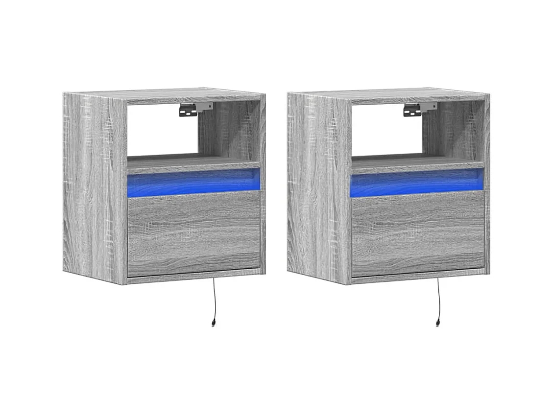 Tv-wandmeubels | Tv-Banken | TV-kasten met LED 2 st 41x31x45 cm grijs sonoma eikenkleur