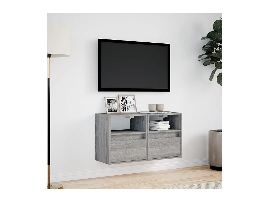 Tv-wandmeubels | Tv-Banken | TV-kasten met LED 2 st 41x31x45 cm grijs sonoma eikenkleur