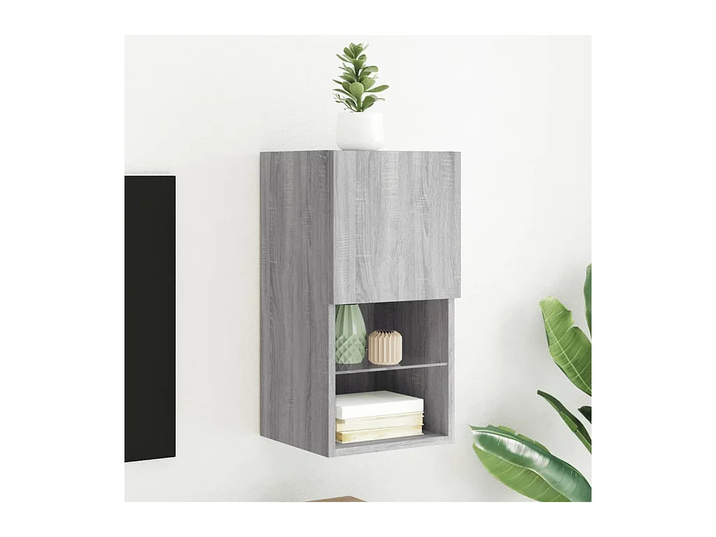 Mueble para TV  | Gabinete de TV |  Mueble de salón con luces LED gris Sonoma 30,5x30x60 cm