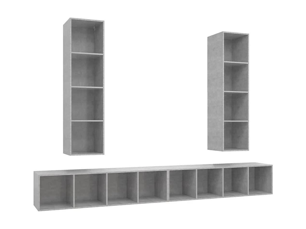 Meubles TV | Bancs TV | Armoires TV muraux 4 pcs Gris béton Bois d'ingénierie