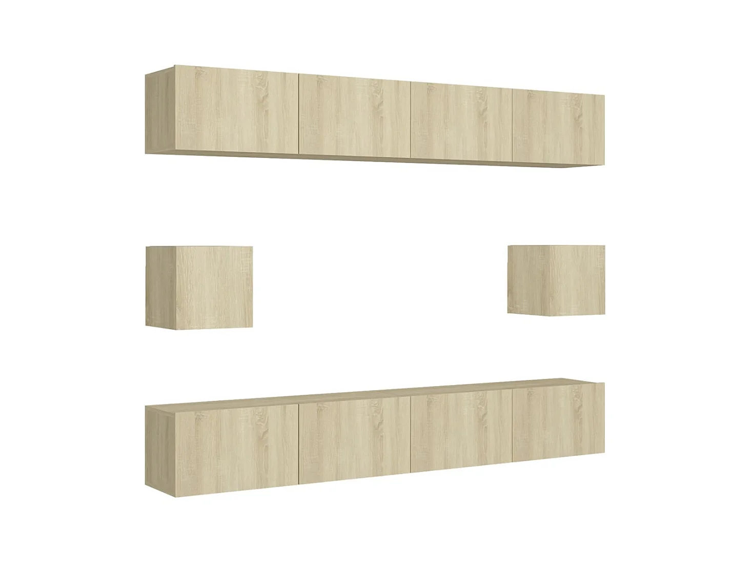 Juego de muebles de salón | Gabinetes de TV |  Muebles de TV 6 piezas roble Sonoma