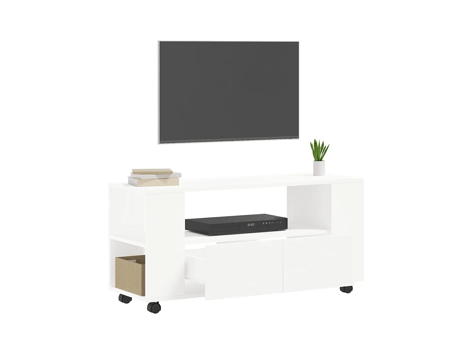 Meuble TV | Banc TV | Armoire TV blanc 102x34,5x43 cm bois d'ingénierie