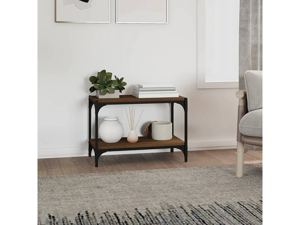 Mueble para TV  | Gabinete de TV |  Mueble de salón contrachapada y acero roble marrón 60x33x41 cm