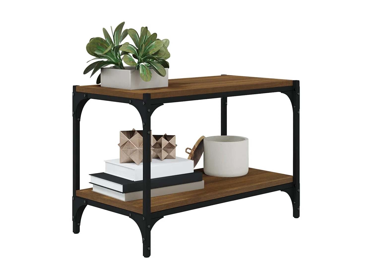 Mueble para TV  | Gabinete de TV |  Mueble de salón contrachapada y acero roble marrón 60x33x41 cm