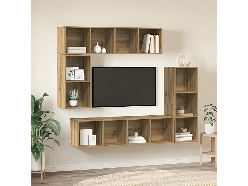 Set mobile TV | Armadietto TV 4 pcs rovere artigianale 37 x 37 x 142.5 cm