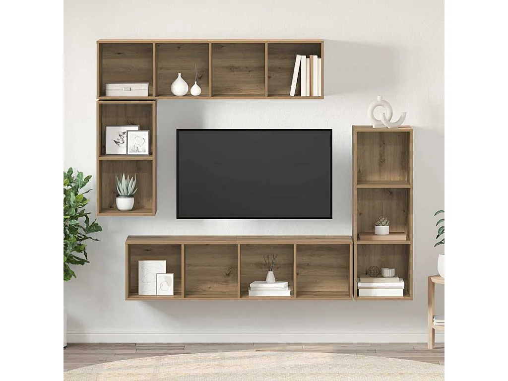 Ensemble meuble TV | Banc TV | Armoire TV 4 pcs chêne artisanal Bois d'ingénierie