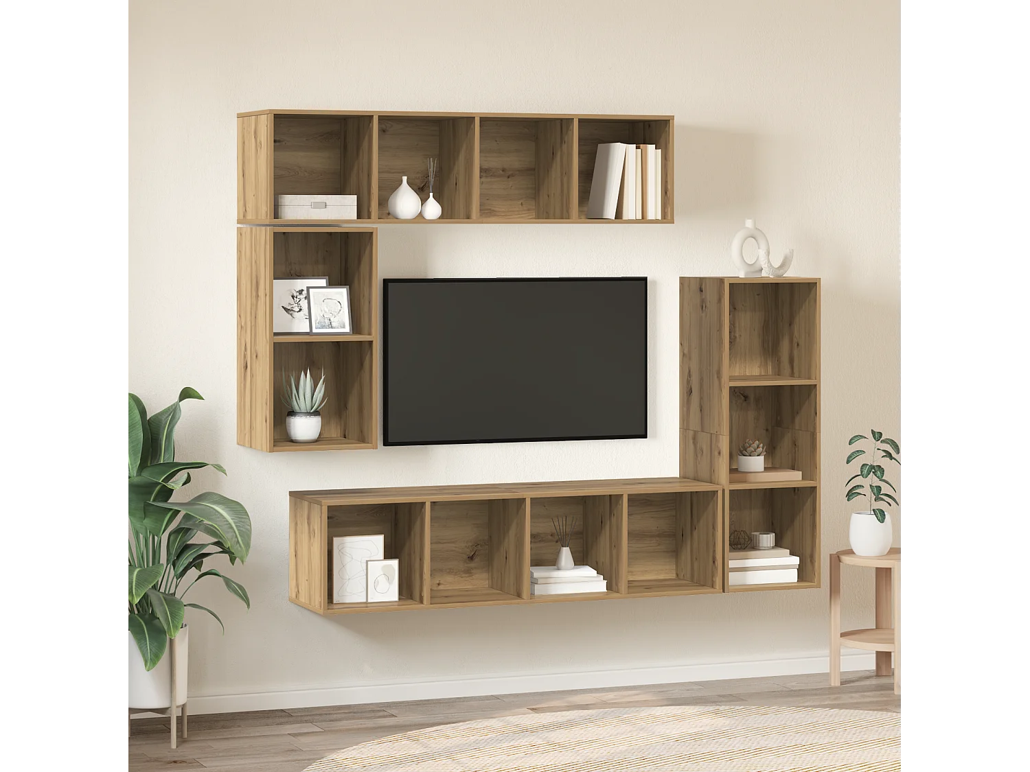 Tv-meubelset | Tv-Bank | TV-kast 4 pcs artisanaal eikenkleurig Bewerkt hout