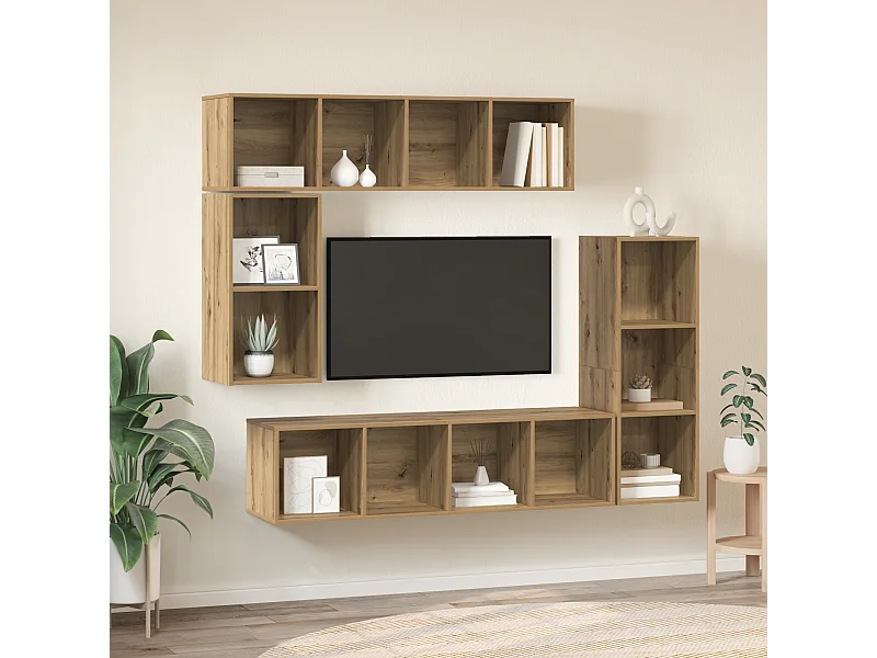 Tv-meubelset | Tv-Bank | TV-kast 4 pcs artisanaal eikenkleurig Bewerkt hout