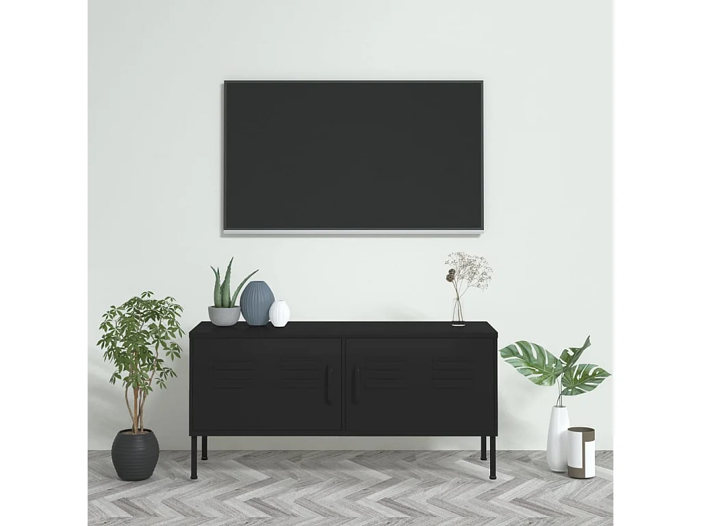 Meuble TV | Banc TV | Armoire TV Noir 105x35x50 cm Acier