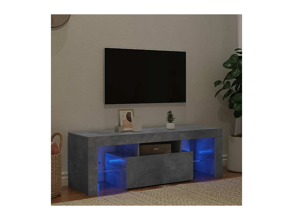 Meuble TV | Banc TV | Armoire TV avec lumières LED gris béton 120x35x40 cm
