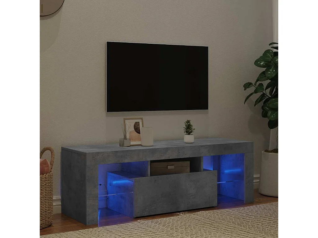Mueble de TV | Mueble de salón con luces LED gris hormigón 120x35x40 cm