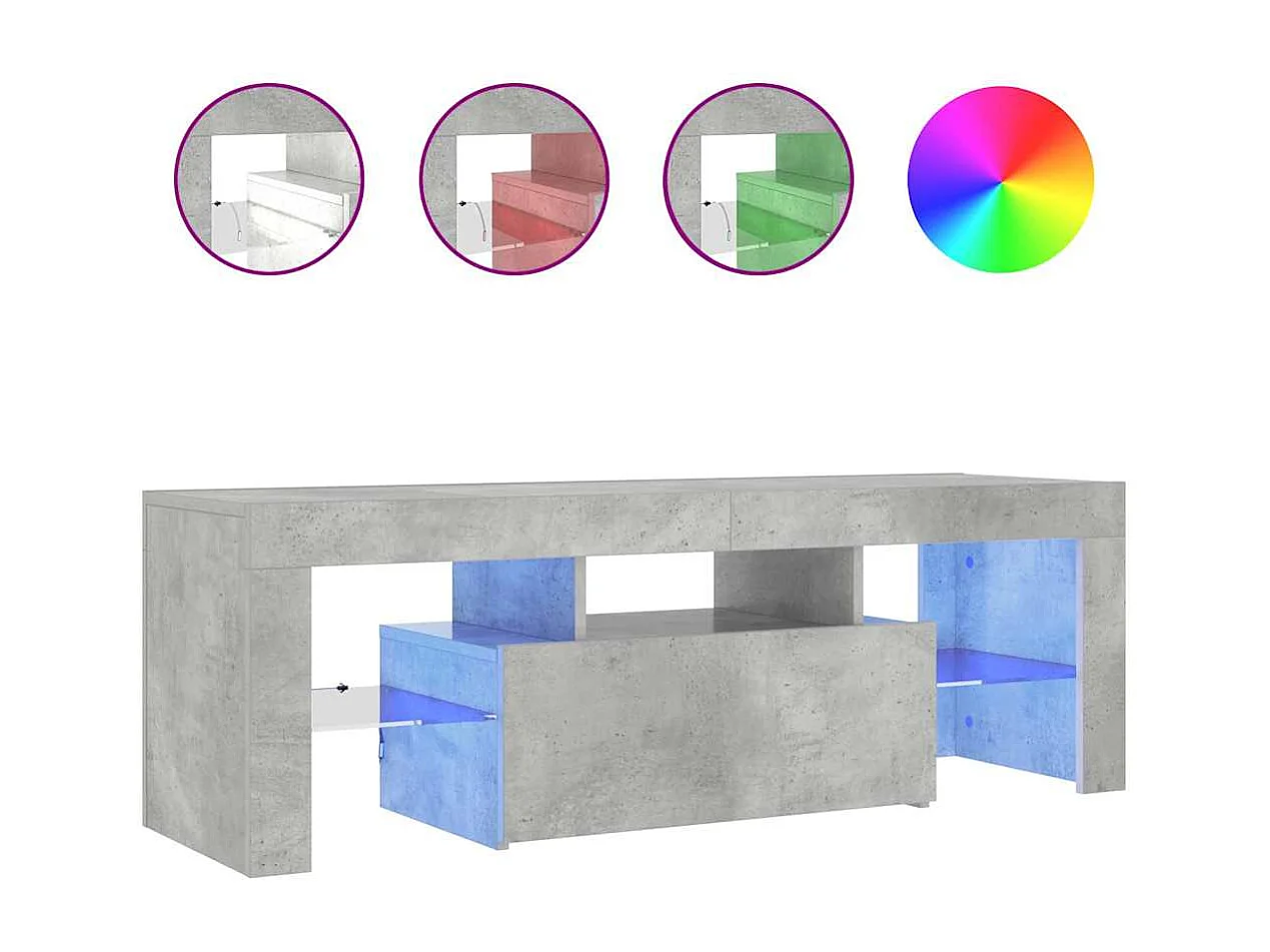 Mueble de TV | Mueble de salón con luces LED gris hormigón 120x35x40 cm