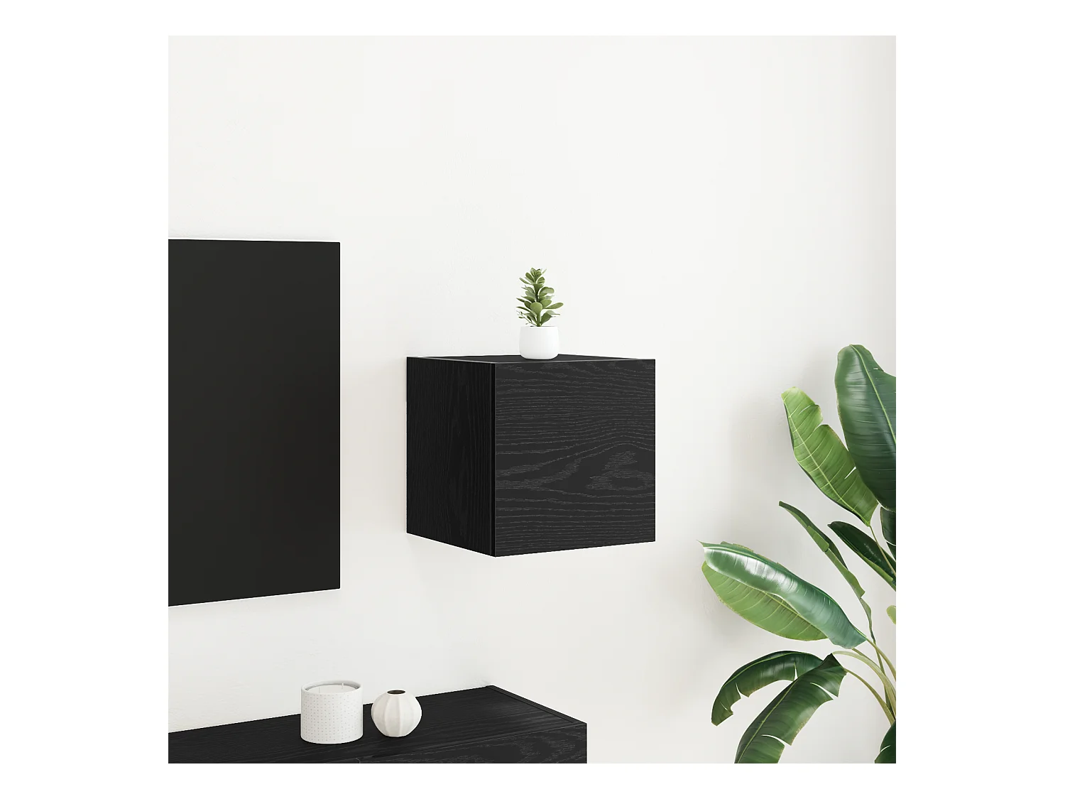 Meuble TV | Banc TV | Armoire TV mural en chêne noir 30,5x30x30 cm