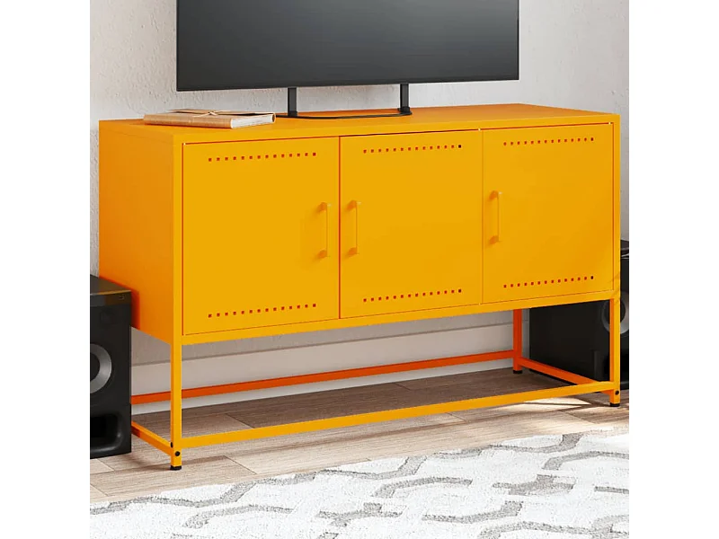 Mueble para TV  | Gabinete de TV |  Mueble de salón de acero amarillo mostaza 100,5x39x60,5 cm