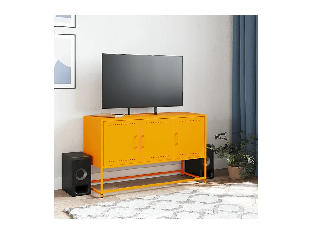 Mueble para TV  | Gabinete de TV |  Mueble de salón de acero amarillo mostaza 100,5x39x60,5 cm