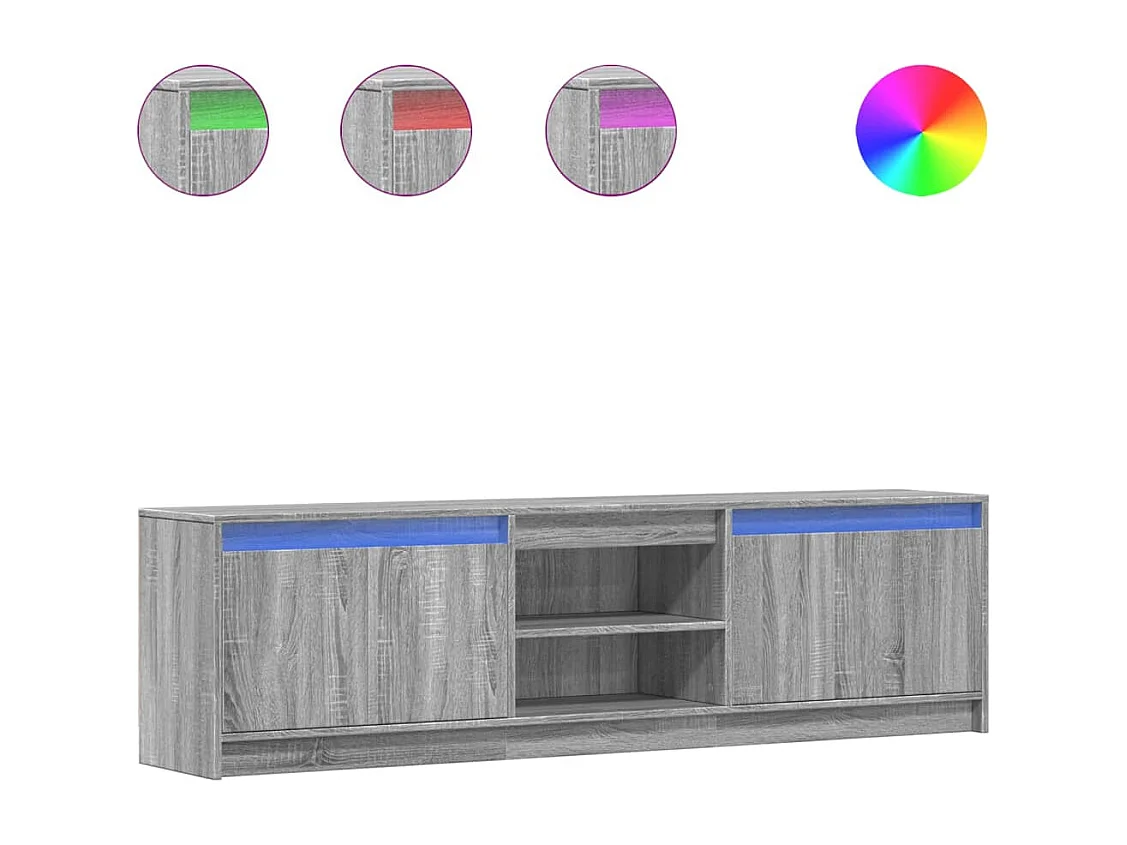 Meuble TV | Banc TV | Armoire TV avec LED sonoma gris 180x34x50 cm bois d'ingénierie