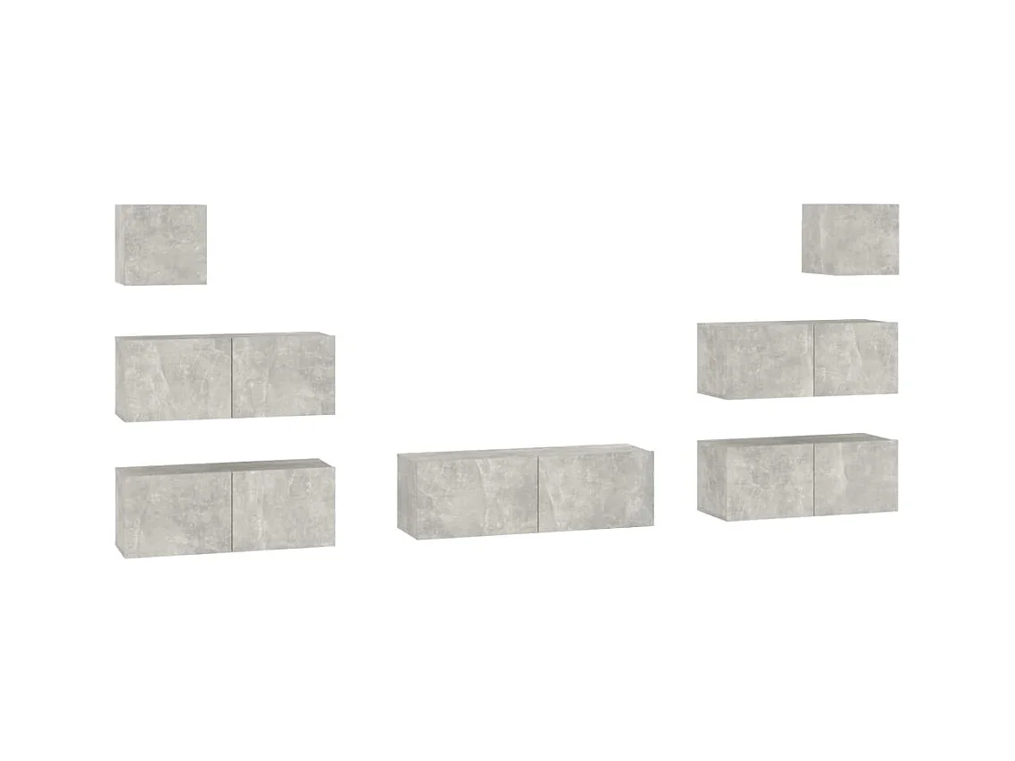 Set de muebles de TV | Gabinetes de TV |  Muebles de salón 7 pzas madera contrachapada gris hormigón