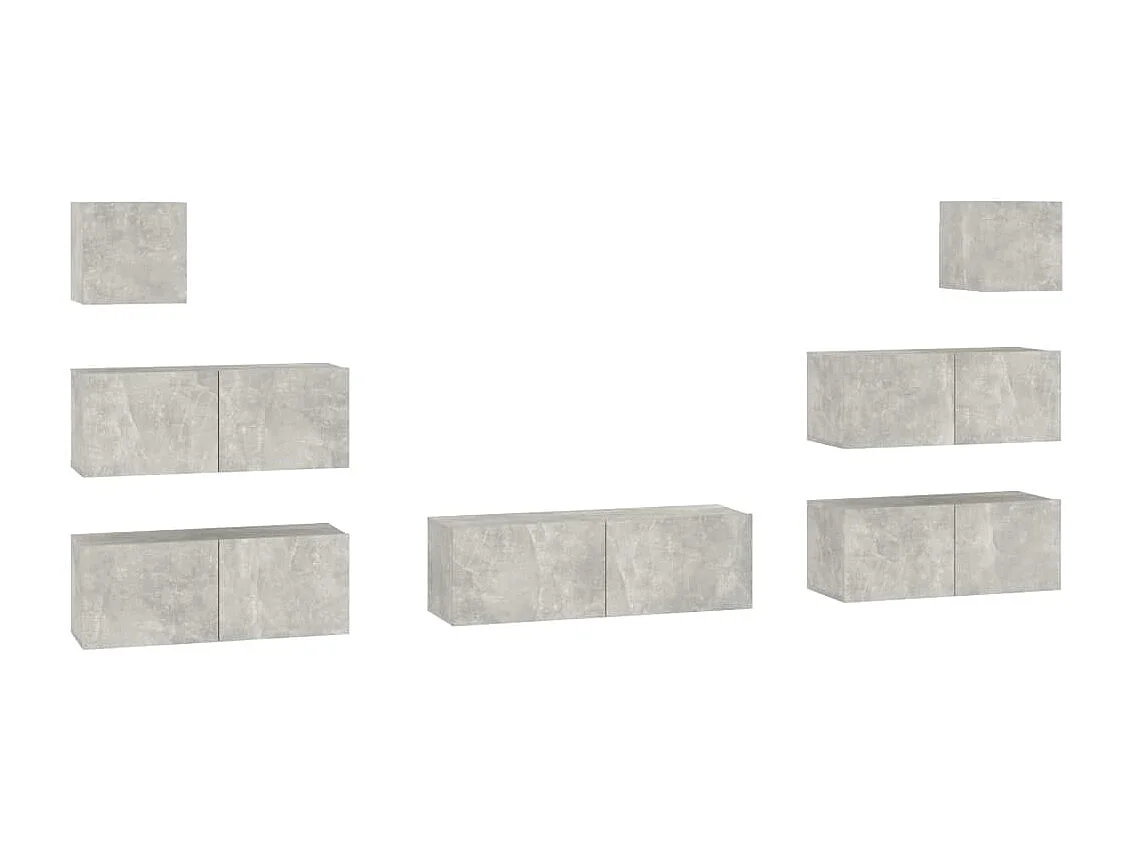 Ensemble de meubles TV | Bancs TV | Armoires TV 7 pcs Gris béton Bois d'ingénierie