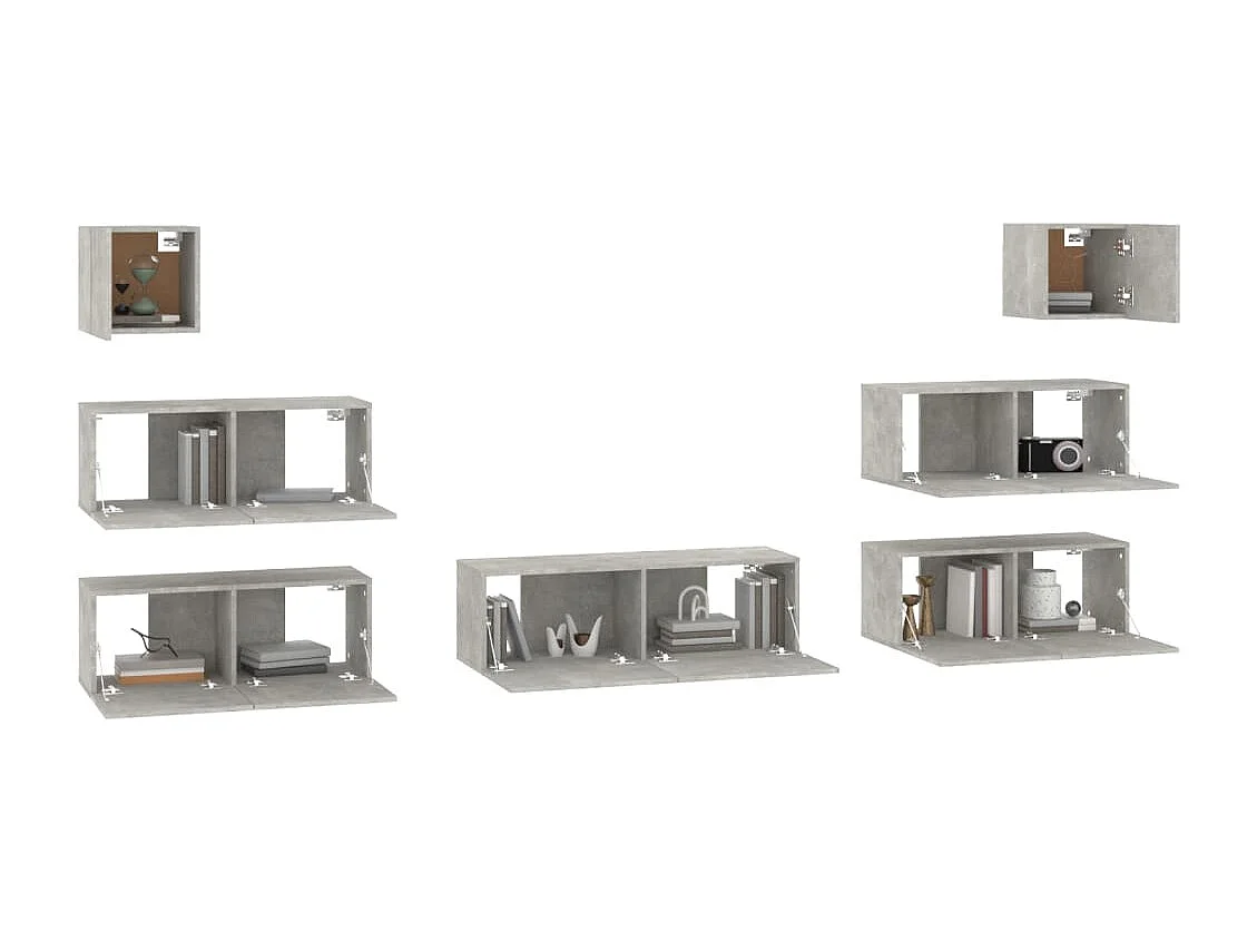 Ensemble de meubles TV | Bancs TV | Armoires TV 7 pcs Gris béton Bois d'ingénierie