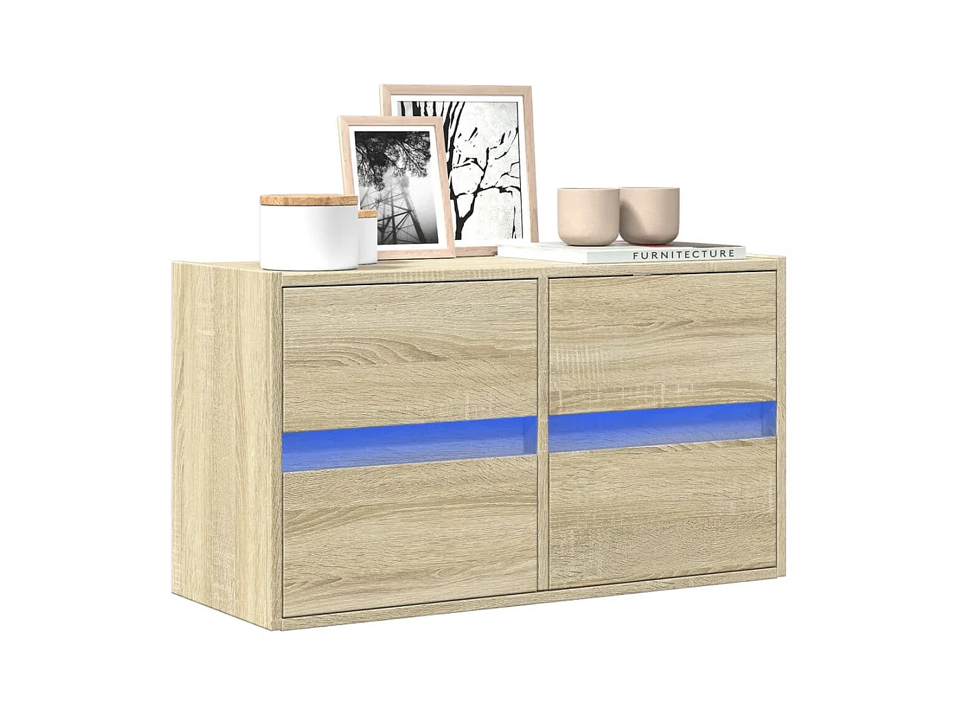 Mueble de TV | Mueble de salón de pared con luces LED roble Sonoma 80x31x45 cm