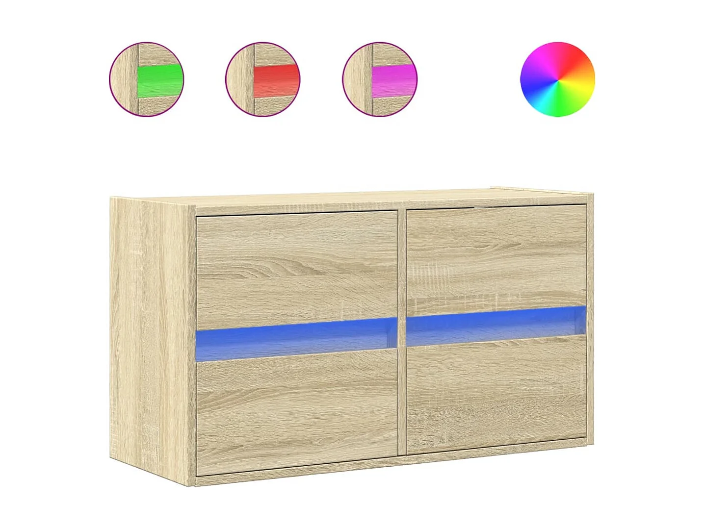 Mueble de TV | Mueble de salón de pared con luces LED roble Sonoma 80x31x45 cm