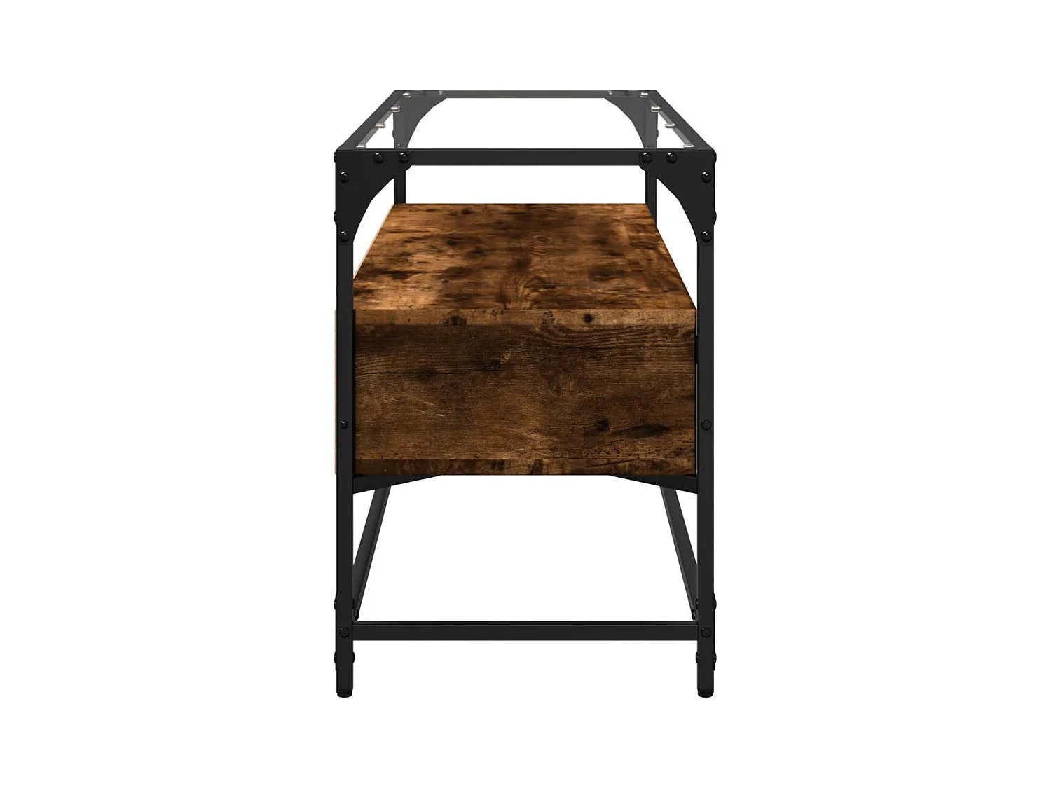 Mueble TV | Gabinete de TV | Mueble de salón cristal y madera ingeniería roble ahumado 98x35x51 cm