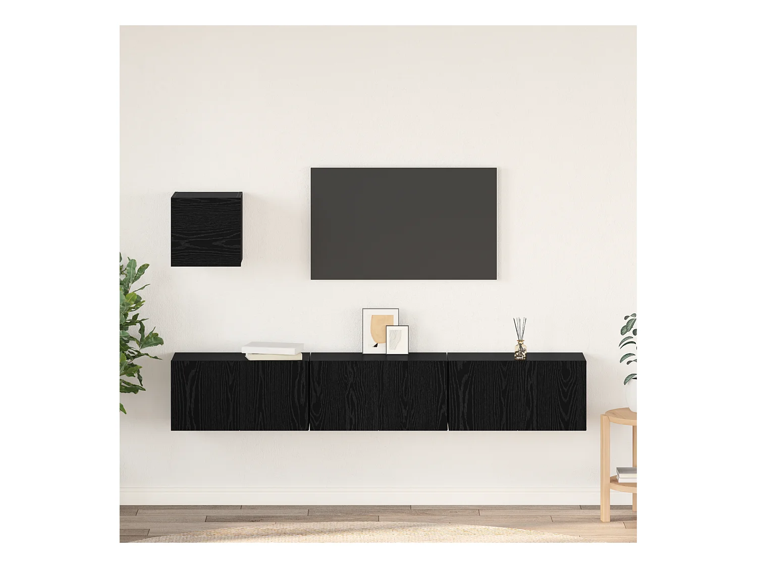Conjunto de Mueble de TV | Mueble de salón 4 pcs Roble negro 60 x 30 x 30 cm