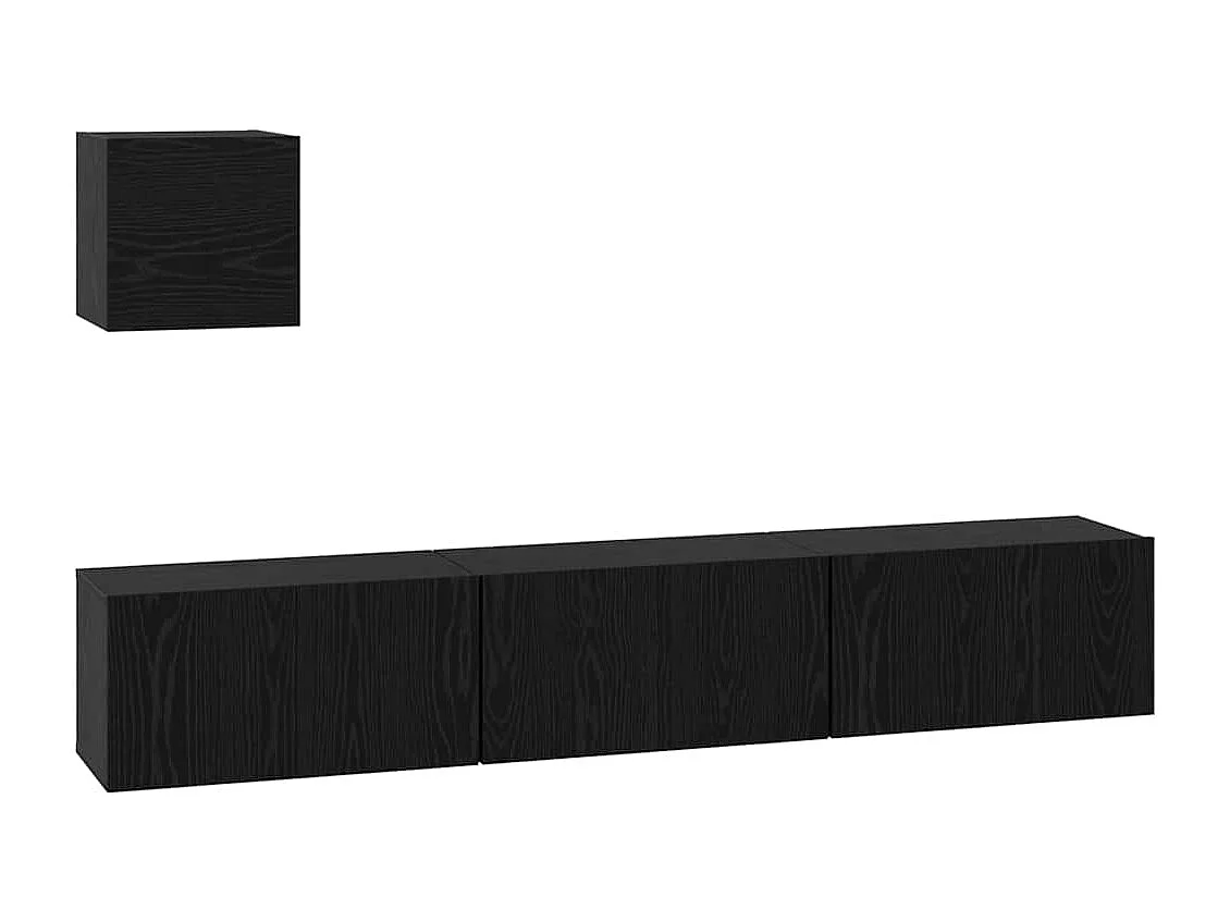 Conjunto de Mueble de TV | Mueble de salón 4 pcs Roble negro 60 x 30 x 30 cm