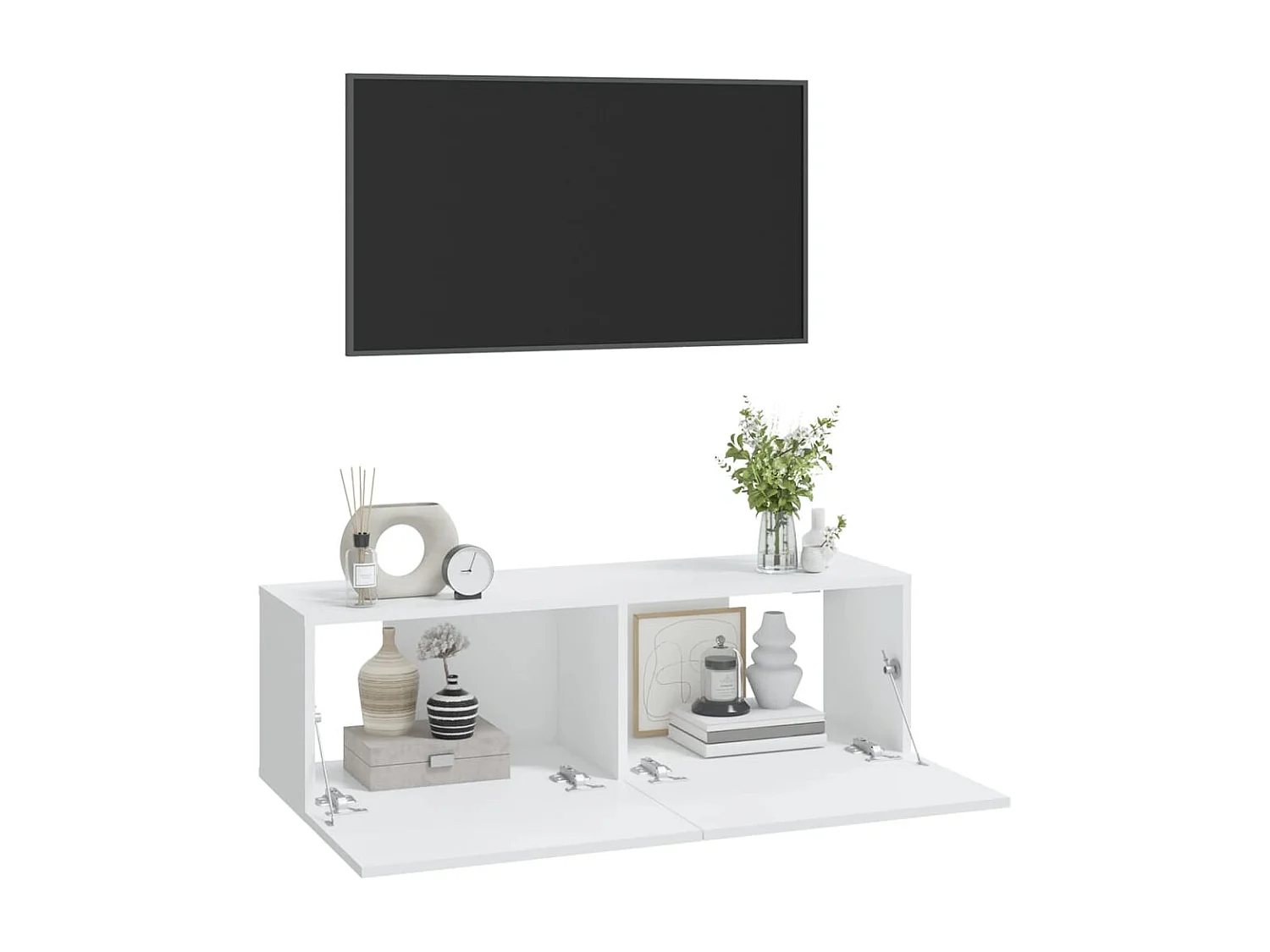 Muebles TV | Gabinetes de TV | Muebles de salón de pared 2 uds madera ingeniería blanco 100x30x30 cm