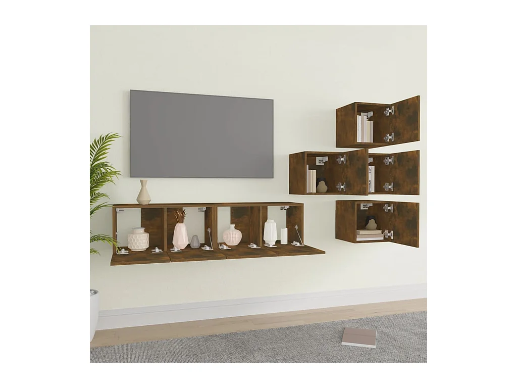 Ensemble de meubles TV | Bancs TV | Armoires TV 6 pcs Chêne fumé Bois d'ingénierie