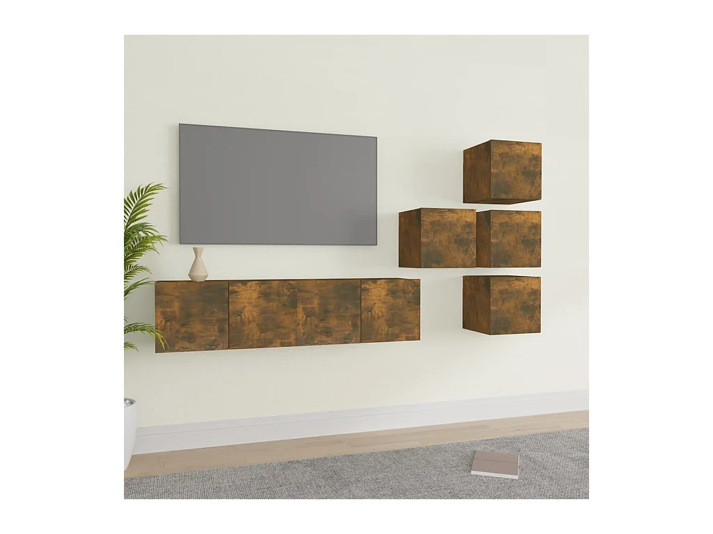 Ensemble de meubles TV | Bancs TV | Armoires TV 6 pcs Chêne fumé Bois d'ingénierie