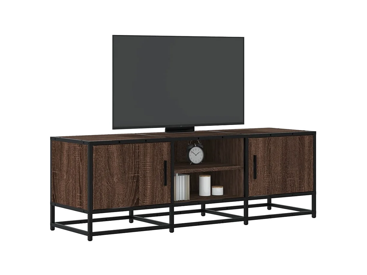 Mueble TV | Gabinete de TV | Mueble de salón metal y madera ingeniería marrón roble 120x35x41 cm