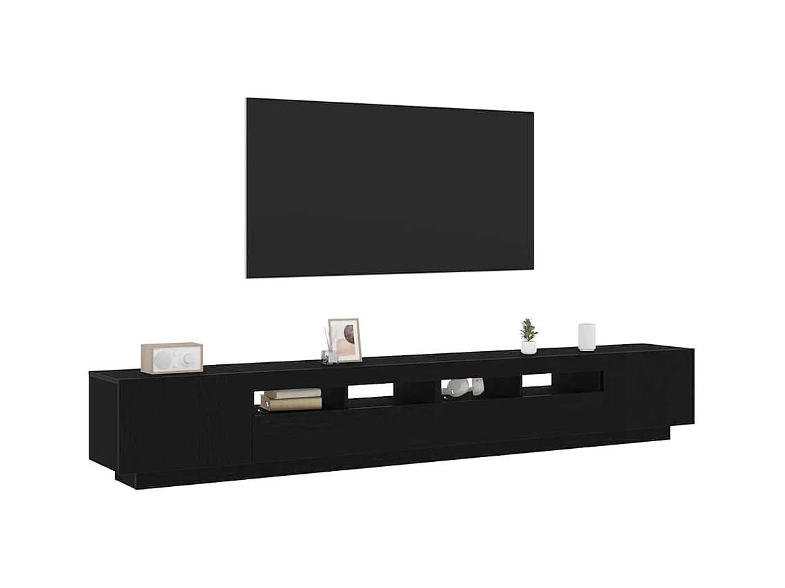 TV-kast | Tv-meubel | Tv-Bank met LED-verlichting - Zwart Eiken - 260x35x40 cm - Behandeld Hout