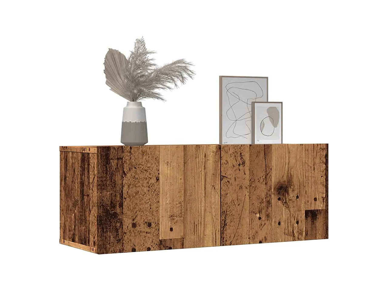 muebles para TV  | Gabinetes de TV |  Muebles de salón de pared 2 uds madera envejecida 80x30x30 cm