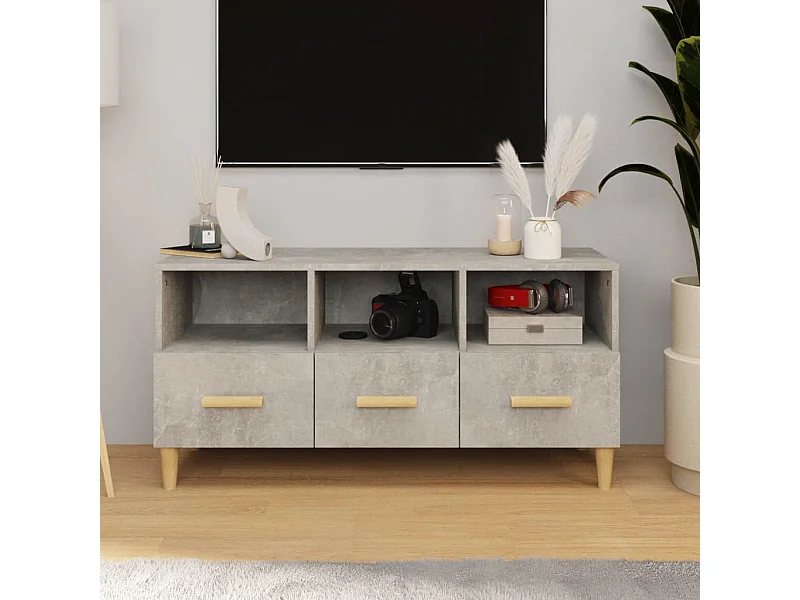 Meuble TV | Banc TV | Armoire TV gris béton 102x36x50 cm bois d'ingénierie