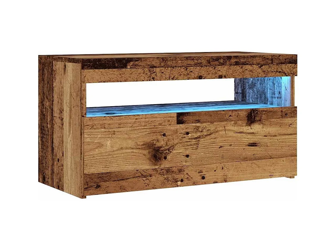 Muebles de TV | Gabinetes de TV |  Muebles de salón con luces LED 2 uds madera ingeniería envejecida