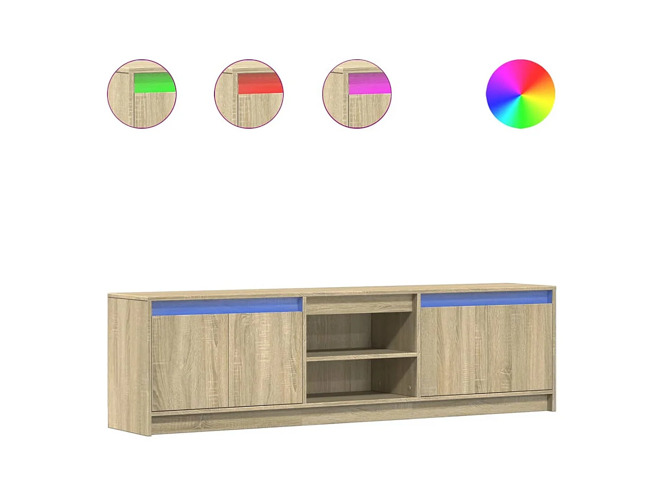 Tv-meubel | Tv-Bank | TV-kastmet LED 180x34x50 cm bewerkt hout sonoma eikenkleurig