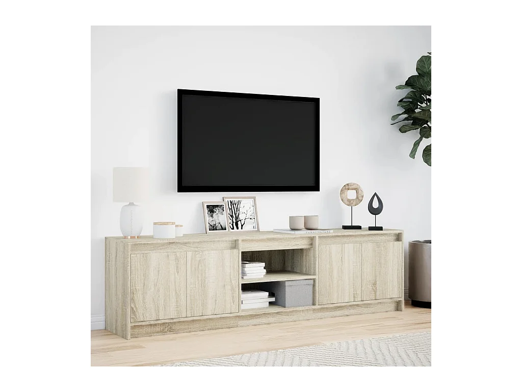 Tv-meubel | Tv-Bank | TV-kastmet LED 180x34x50 cm bewerkt hout sonoma eikenkleurig