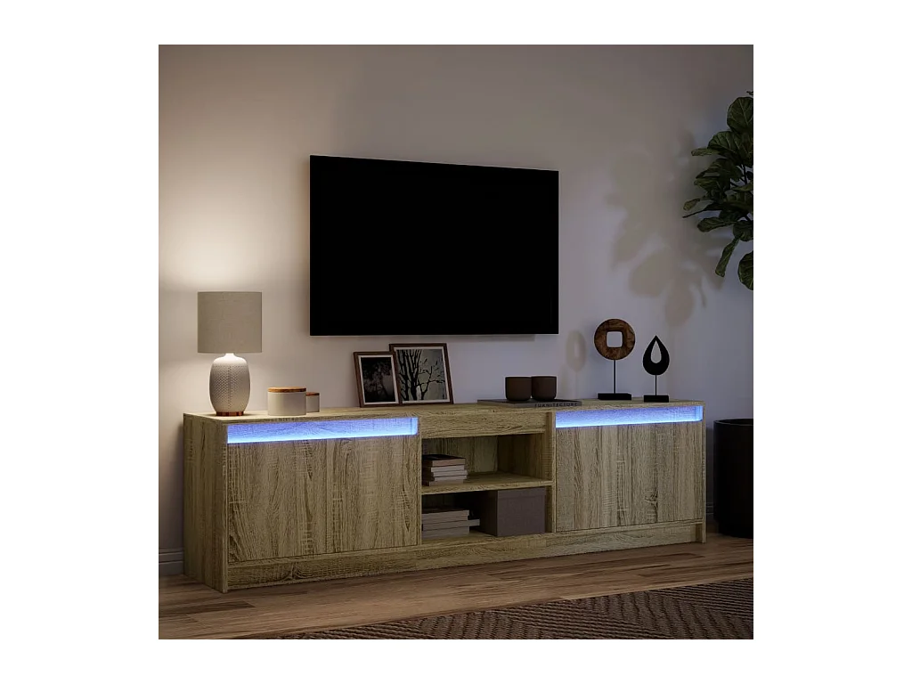 Tv-meubel | Tv-Bank | TV-kastmet LED 180x34x50 cm bewerkt hout sonoma eikenkleurig