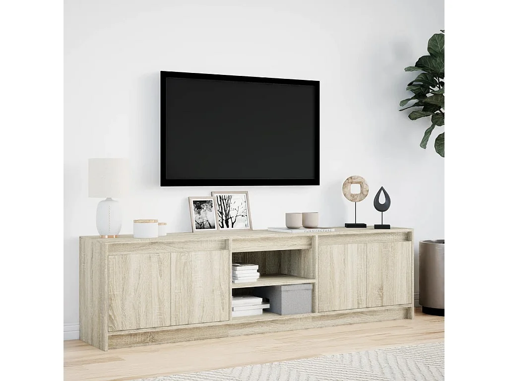 Meuble TV | Banc TV | Armoire TV avec LED chêne sonoma 180x34x50 cm bois d'ingénierie