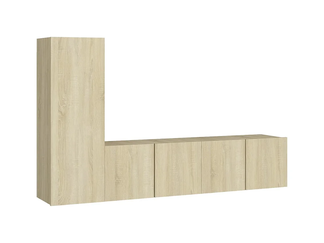 Juego de muebles de salón | Gabinetes de TV |  Muebles de TV 3 piezas roble Sonoma