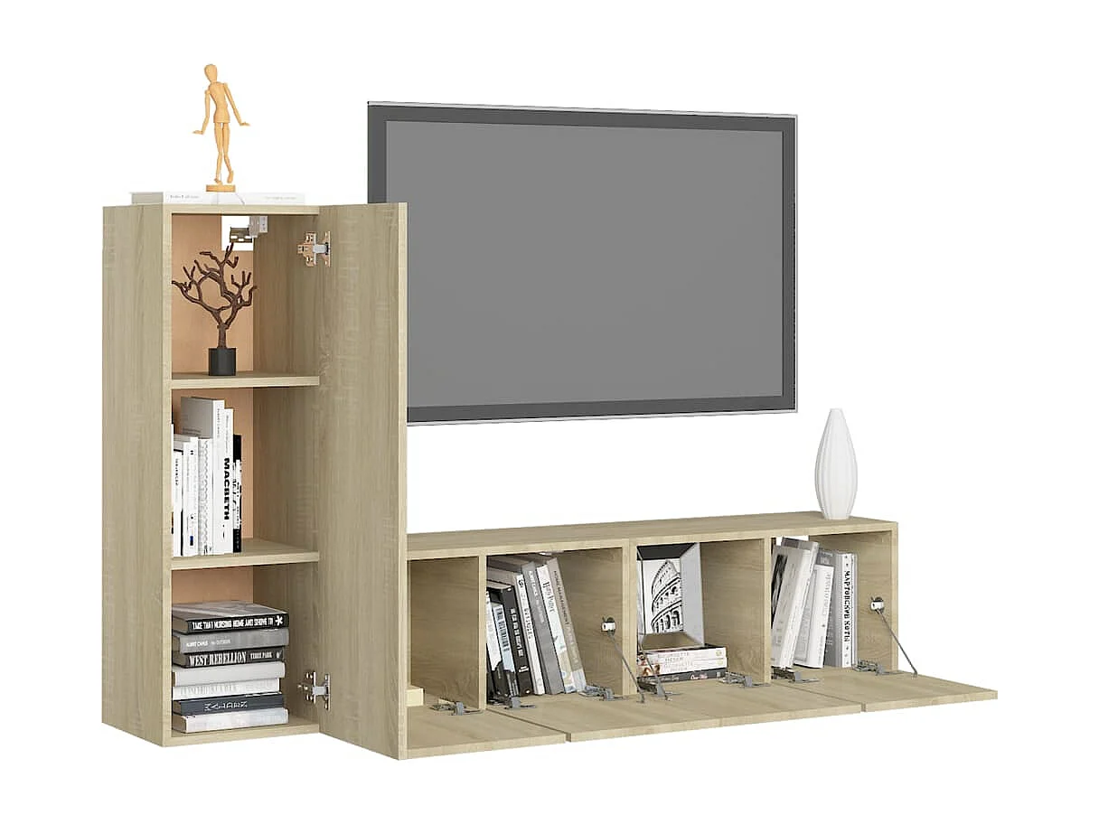Ensemble de meubles TV | Bancs TV | Armoires TV 3 pcs Chêne sonoma Bois d'ingénierie