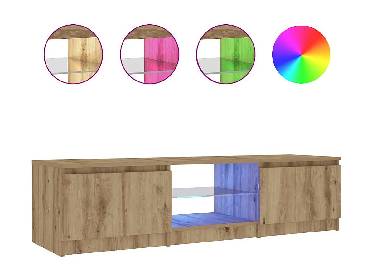 Meuble TV | Banc TV | Armoire TV avec lumières LED chêne artisanal bois d'ingénierie