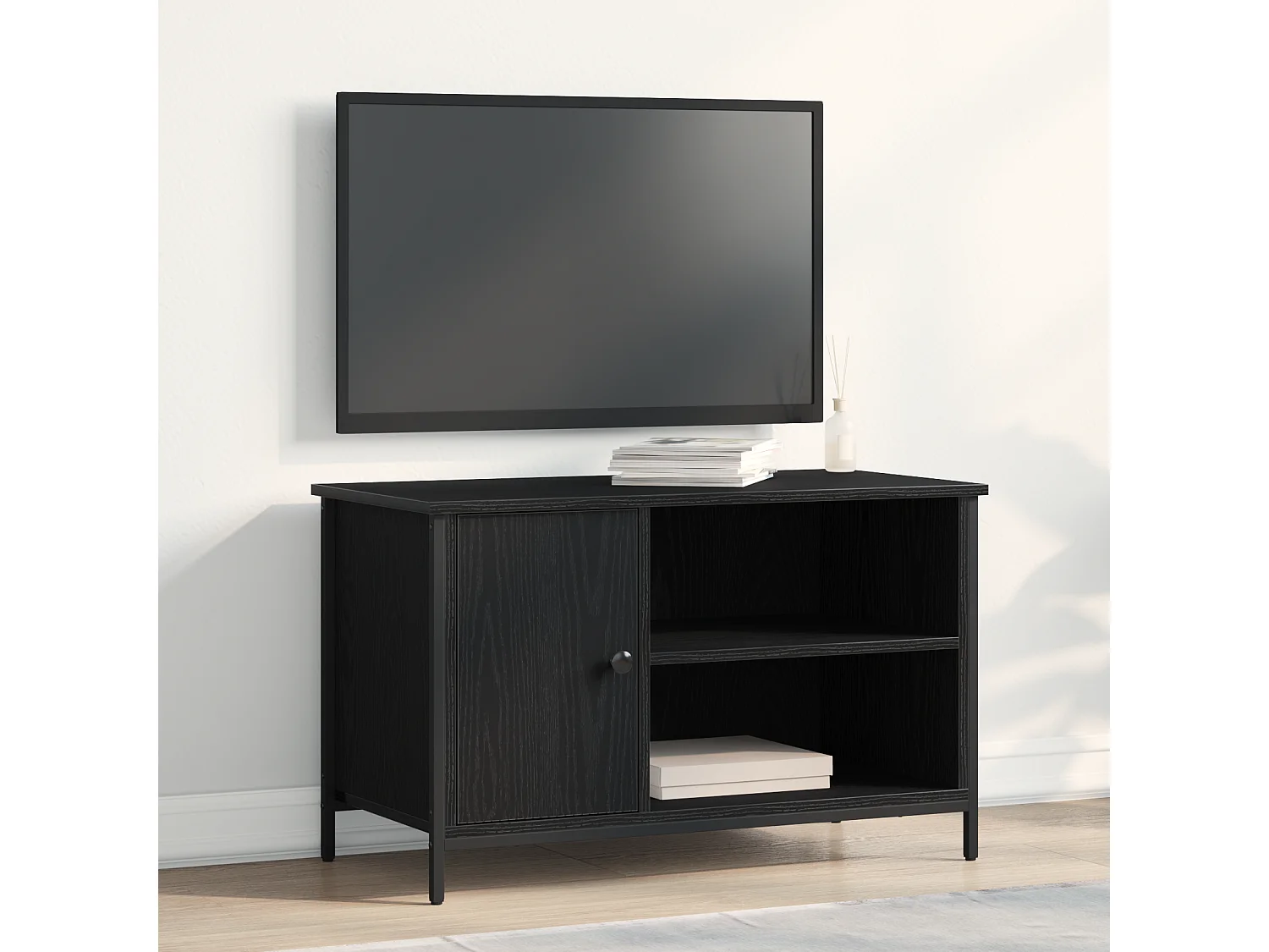 Gabinete de TV | Mueble de TV | Mueble de salón Roble negro 80 x 40 x 50 cm Madera contrachapada