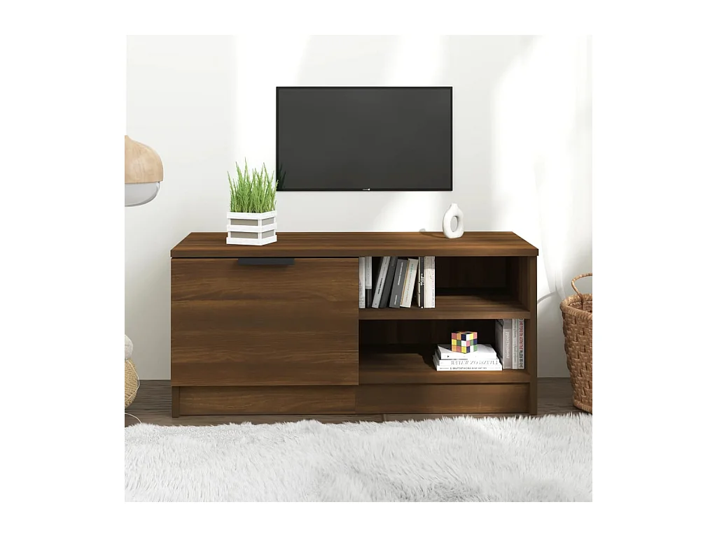Mueble para TV  | Gabinete de TV |  Mueble de salón madera contrachapada marrón roble 80x35x36,5 cm