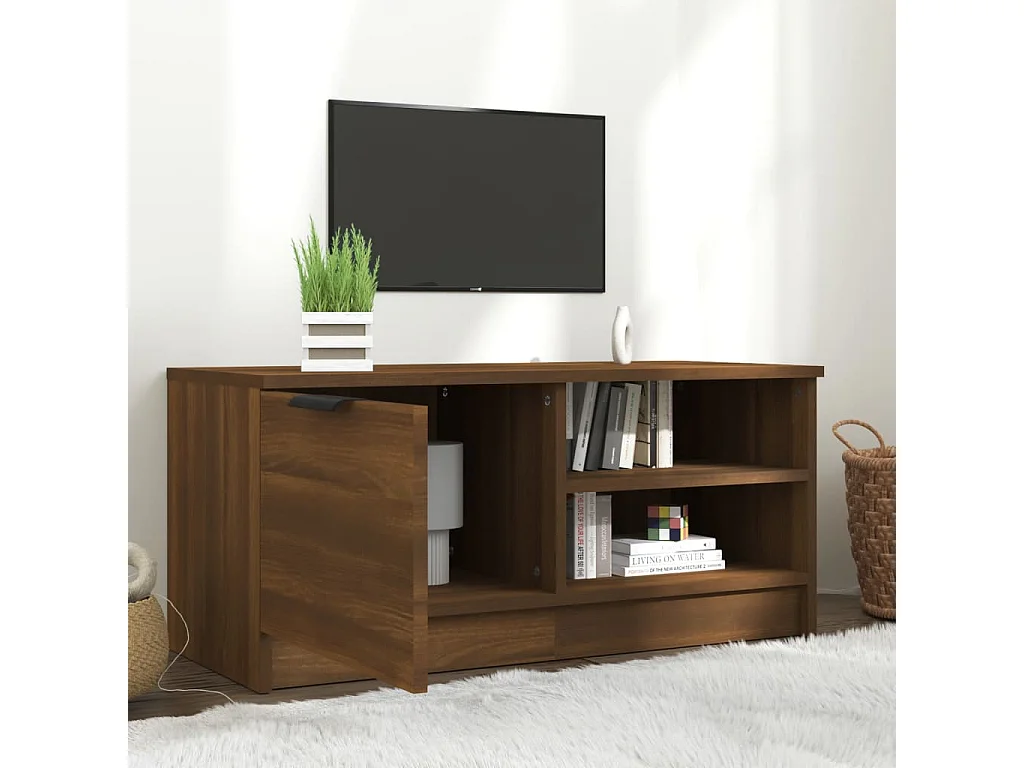 Mueble para TV  | Gabinete de TV |  Mueble de salón madera contrachapada marrón roble 80x35x36,5 cm