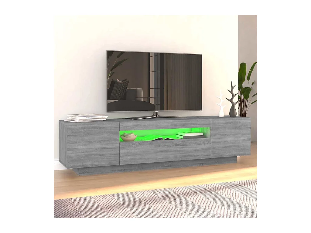 Mueble de TV | Mueble de salón con luces LED gris Sonoma 160x35x40 cm
